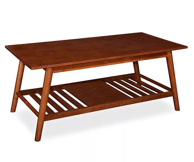 Presley Brown 2-Tier Slatted Wood Coffee Table 3 Presley Brown 2-Tier Slatted Wood Coffee Table