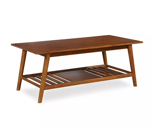 Presley Brown 2-Tier Slatted Wood Coffee Table 5 Presley Brown 2-Tier Slatted Wood Coffee Table - Image 3