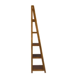 Presley Walnut 5-Shelf Ladder Bookcase -Storage supplies store 810543154 3