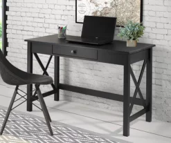 Richland Black 1-Drawer Wood X Leg Wood End Table -Storage supplies store 810543158 2