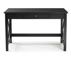 Richland Black 1-Drawer Wood X Leg Wood End Table -Storage supplies store 810543158 5