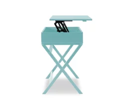 Kari Turquoise Lift-Top Campaign Desk 9 Kari Turquoise Lift-Top Campaign Desk -Storage supplies store 810543172 5