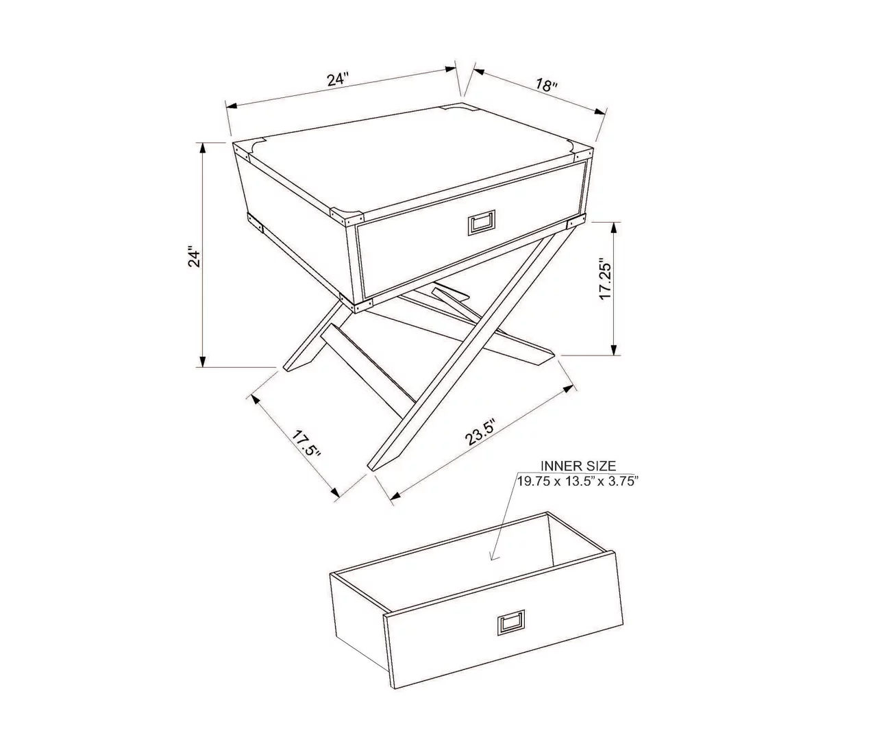 Cami Single Drawer X Base Accent Table 14 Cami Single Drawer X Base Accent Table - Image 12