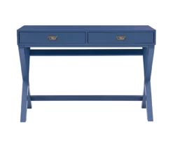 Kari Navy Blue 2-Drawer Campaign Desk -Storage supplies store 810543186 3
