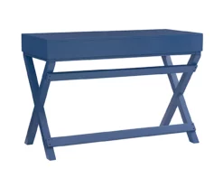Kari Navy Blue 2-Drawer Campaign Desk -Storage supplies store 810543186 5