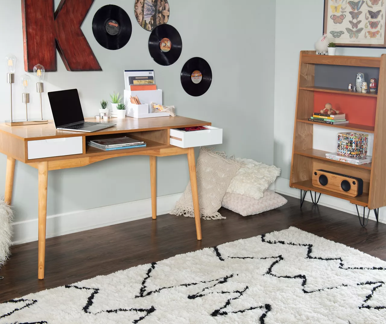 Nate Ash & White 2-Drawer Writing Desk 7 Nate Ash & White 2-Drawer Writing Desk - Image 5