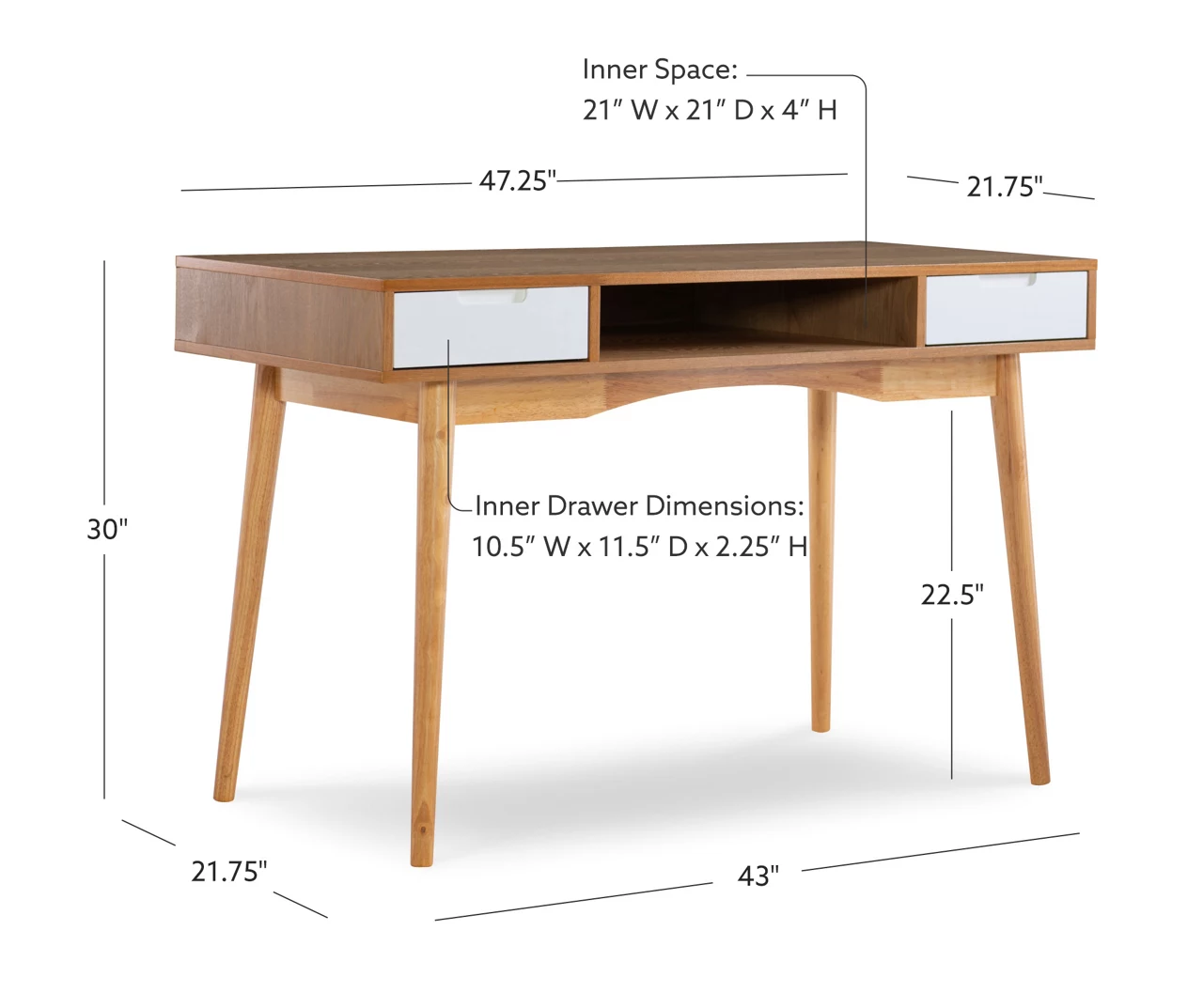 Nate Ash & White 2-Drawer Writing Desk 13 Nate Ash & White 2-Drawer Writing Desk - Image 11