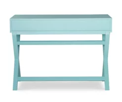 Kari Turquoise 2-Drawer Wooden X-Frame Desk -Storage supplies store 810543189 4