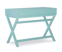 Kari Turquoise 2-Drawer Wooden X-Frame Desk -Storage supplies store 810543189 5