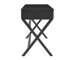 Kari Black 2-Drawer Campaign Desk -Storage supplies store 810543190 5