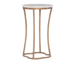 Globa Designs White & Gold Capiz Mosaic Beehive Accent Table -Storage supplies store 810543194 A0 1