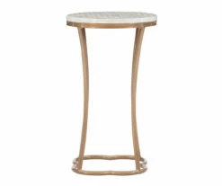 Globa Designs White & Gold Capiz Mosaic Beehive Accent Table -Storage supplies store 810543194 A1