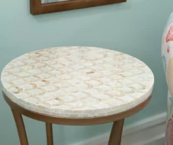 Globa Designs White & Gold Capiz Mosaic Beehive Accent Table -Storage supplies store 810543194 B8