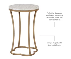 Globa Designs White & Gold Capiz Mosaic Beehive Accent Table -Storage supplies store 810543194 M0 1
