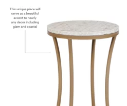 Globa Designs White & Gold Capiz Mosaic Beehive Accent Table -Storage supplies store 810543194 M0 2