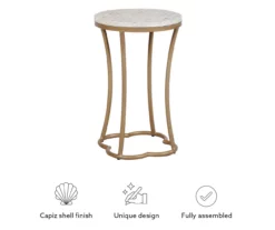 Globa Designs White & Gold Capiz Mosaic Beehive Accent Table -Storage supplies store 810543194 M0 3
