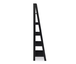 Boston Black Wood 5-Shelf Ladder Bookcase -Storage supplies store 810543214 A0 3