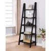 Boston Black Wood 5-Shelf Ladder Bookcase