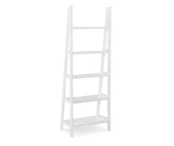 Boston White Wood 5-Shelf Ladder Bookcase -Storage supplies store 810543215 4