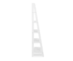 Boston White Wood 5-Shelf Ladder Bookcase -Storage supplies store 810543215 5
