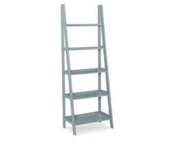 Boston Gray 5-Shelf Wooden Ladder Bookcase
