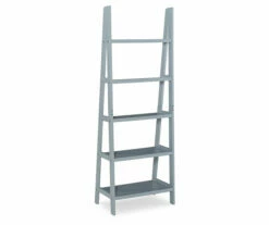 Boston Gray 5-Shelf Wooden Ladder Bookcase -Storage supplies store 810543216 4