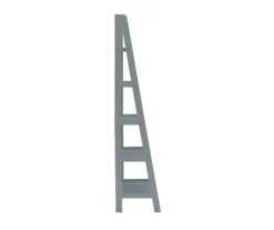 Boston Gray 5-Shelf Wooden Ladder Bookcase -Storage supplies store 810543216 5