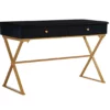 Glam Black & Gold 2-Drawer Campaign Desk -Storage supplies store 810543220 1