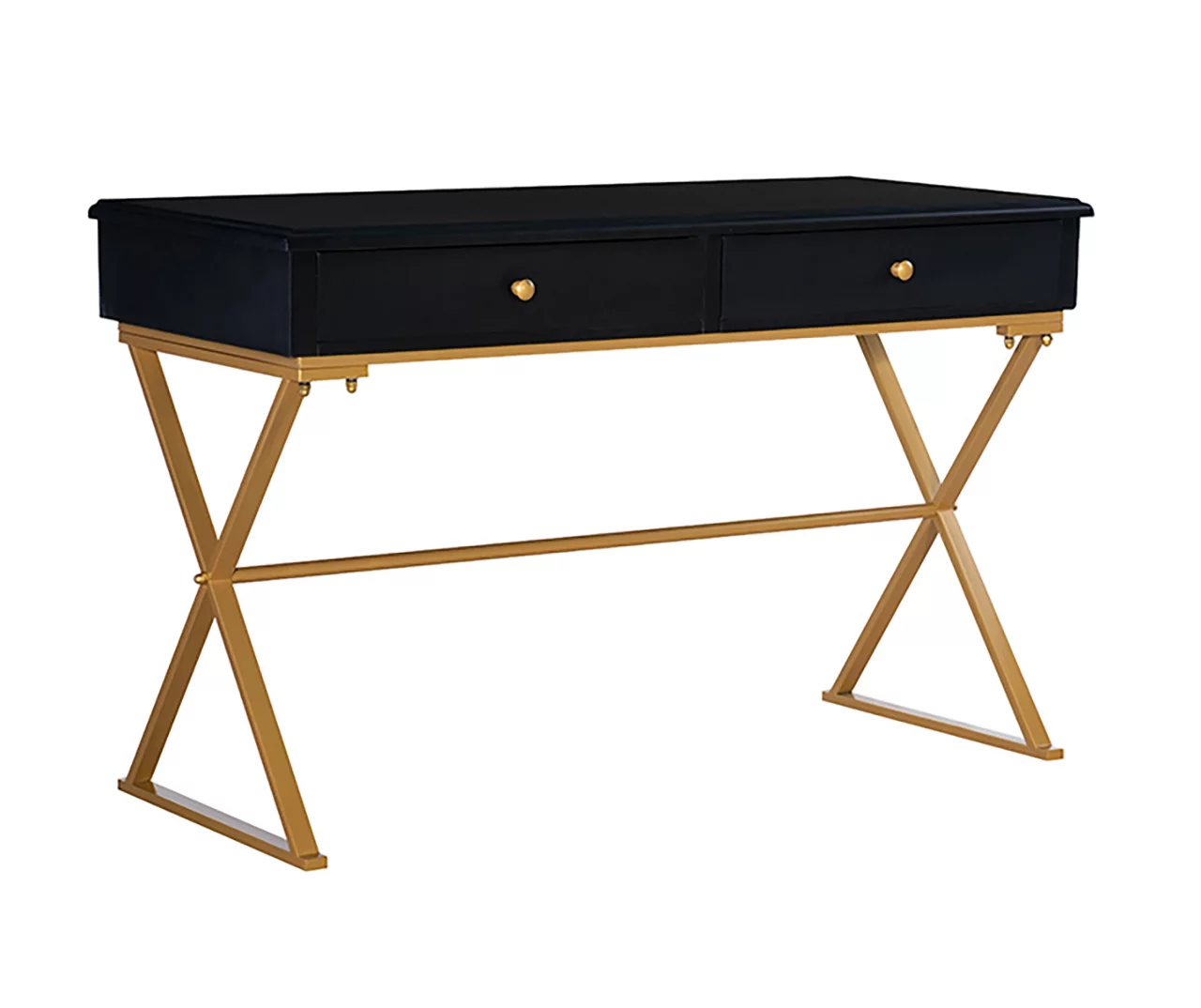 Glam Black & Gold 2-Drawer Campaign Desk 3 Glam Black & Gold 2-Drawer Campaign Desk
