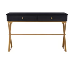 Glam Black & Gold 2-Drawer Campaign Desk 9 Glam Black & Gold 2-Drawer Campaign Desk -Storage supplies store 810543220 3