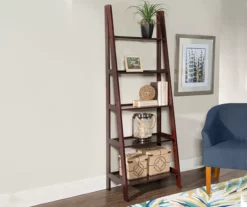 Boston Espresso 5-Shelf Wooden Ladder Bookcase -Storage supplies store 810543223 2