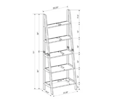 Boston Espresso 5-Shelf Wooden Ladder Bookcase -Storage supplies store 810543223 A8