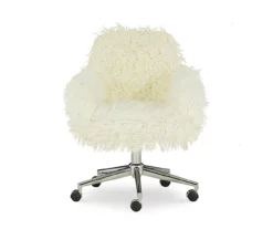 Coralie Faux Fur Cushioned Swivel Office Chair -Storage supplies store 810543229 3