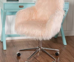 Coralie Faux Fur Cushioned Swivel Office Chair -Storage supplies store 810543230 2