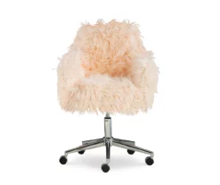 Coralie Faux Fur Cushioned Swivel Office Chair -Storage supplies store 810543230 3