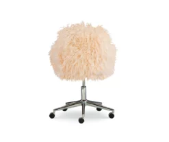 Coralie Faux Fur Cushioned Swivel Office Chair -Storage supplies store 810543230 5