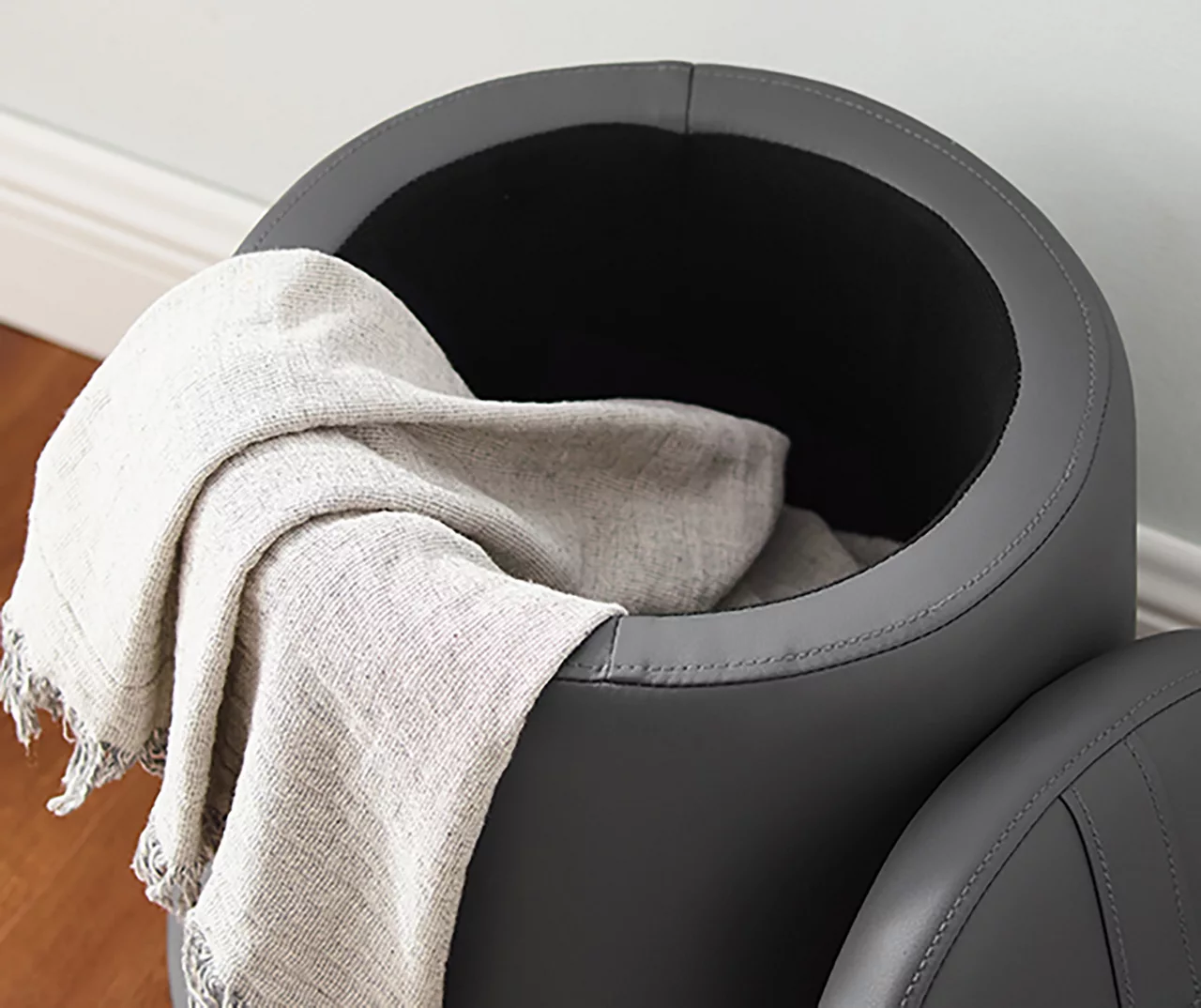 Jenna Faux Leather Tapered Storage Accent Stool 10 Jenna Faux Leather Tapered Storage Accent Stool - Image 8