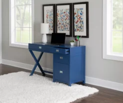 Kari Royal Blue 4-Drawer Office Desk -Storage supplies store 810543245 A0 7