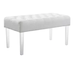 Marie Glitz White Tufted Linen Acrylic Leg Bench -Storage supplies store 810543267 A0 1