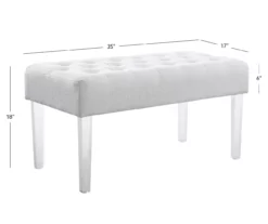 Marie Glitz White Tufted Linen Acrylic Leg Bench -Storage supplies store 810543267 A7