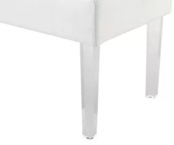 Marie Glitz White Tufted Linen Acrylic Leg Bench -Storage supplies store 810543267 A8 1