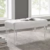Marie Glitz White Tufted Linen Acrylic Leg Bench
