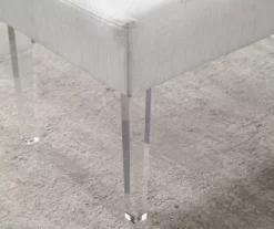 Marie Glitz White Tufted Linen Acrylic Leg Bench -Storage supplies store 810543267 B8