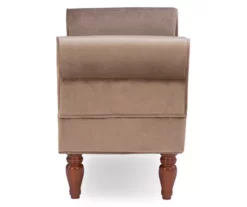 Elsie Coffee & Dark Mahogany Upholstered Rolled Arm Bench -Storage supplies store 810543271 4