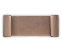 Elsie Coffee & Dark Mahogany Upholstered Rolled Arm Bench -Storage supplies store 810543271 5