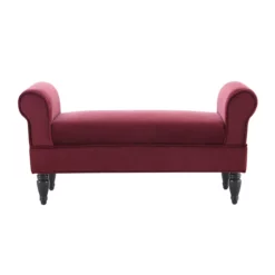 Elsie Berry & Dark Mahogany Upholstered Rolled Arm Bench 10 Elsie Berry & Dark Mahogany Upholstered Rolled Arm Bench -Storage supplies store 810543272 3