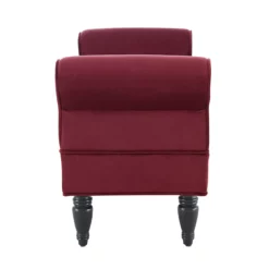 Elsie Berry & Dark Mahogany Upholstered Rolled Arm Bench 11 Elsie Berry & Dark Mahogany Upholstered Rolled Arm Bench -Storage supplies store 810543272 4