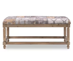 Moroccan Tapestry Upholstered Rustic Driftwood Bench -Storage supplies store 810543274 3 1