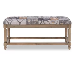 Moroccan Tapestry Upholstered Rustic Driftwood Bench -Storage supplies store 810543274 5 1