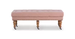 Claire Linen Upholstered Rolling Bench -Storage supplies store 810543277 6